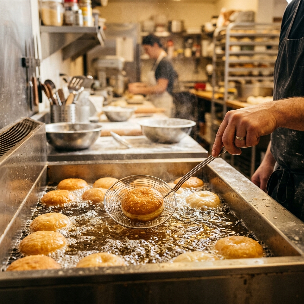 Frying bomboloni